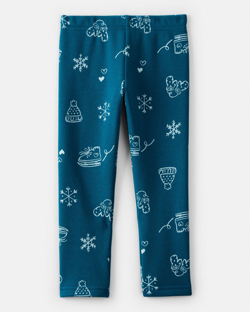 Tout-petit fille - Legging extensible facile &agrave; enfiler &agrave; imprim&eacute; d&rsquo;hiver &ndash; Bleu, image 2 sur 4 diapositives
