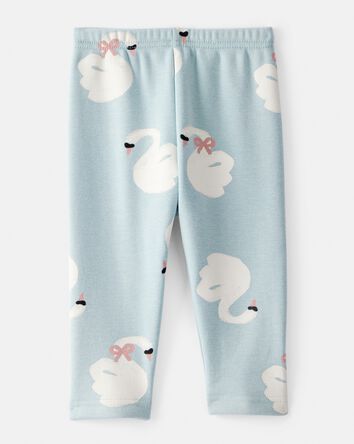 Baby Girl Swan Pull-On Stretch Cozy Leggings - Blue, 