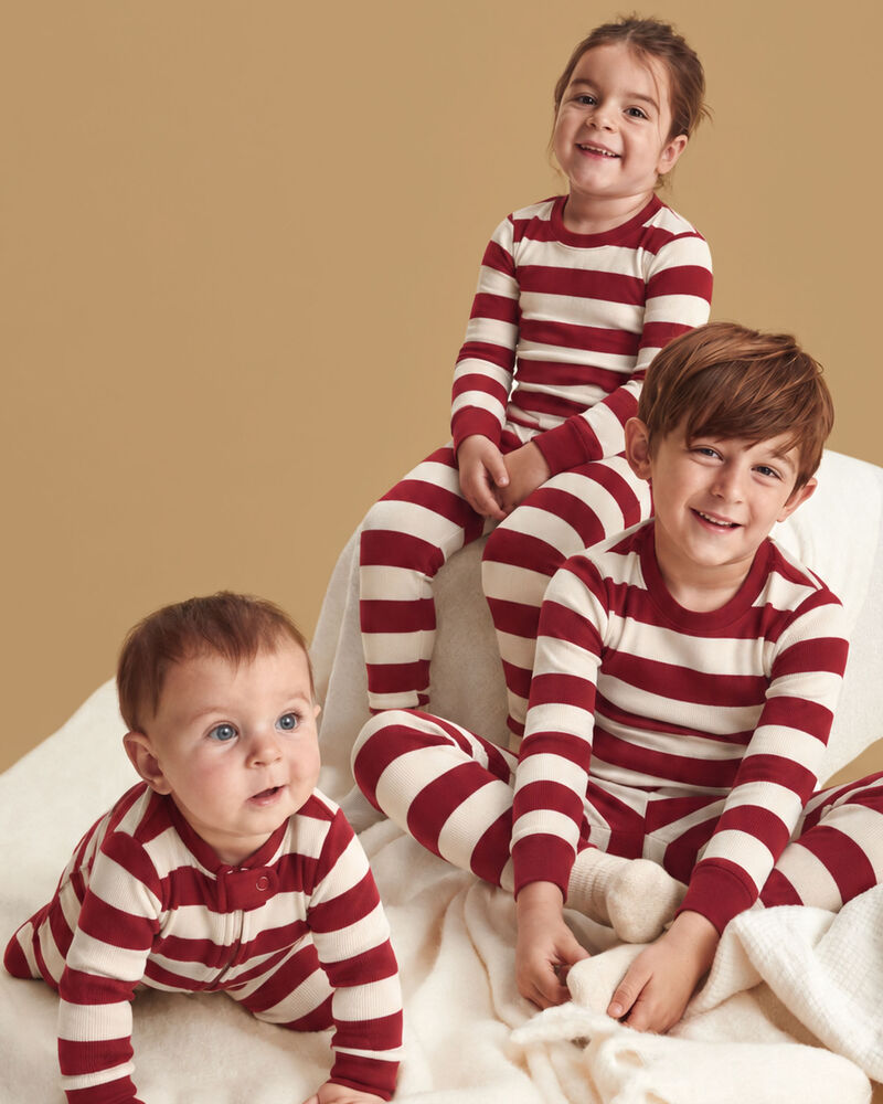 Tout-petit - Pyjama 2 pi&egrave;ces en tissu c&ocirc;tel&eacute; fait avec du coton biologique &agrave; rayures, image 2 sur 4 diapositives