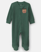 Baby Boy Moose Cotton 2-Way Zip Thermal Sleepers - Green, image 1 of 5 slides