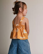 Toddler Girl Peplum Tank Top in Plant Print - Mustard Yellow, image 4 of 5 slides