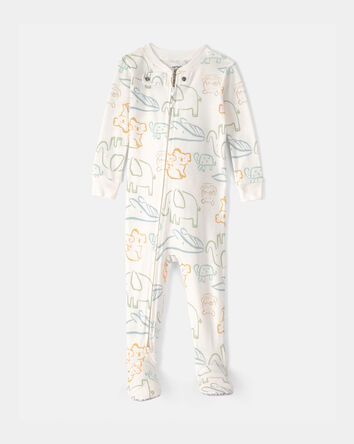 Baby Elephant 100% Cotton Snug Fit 1-Piece Pajama Set - Ivory, 