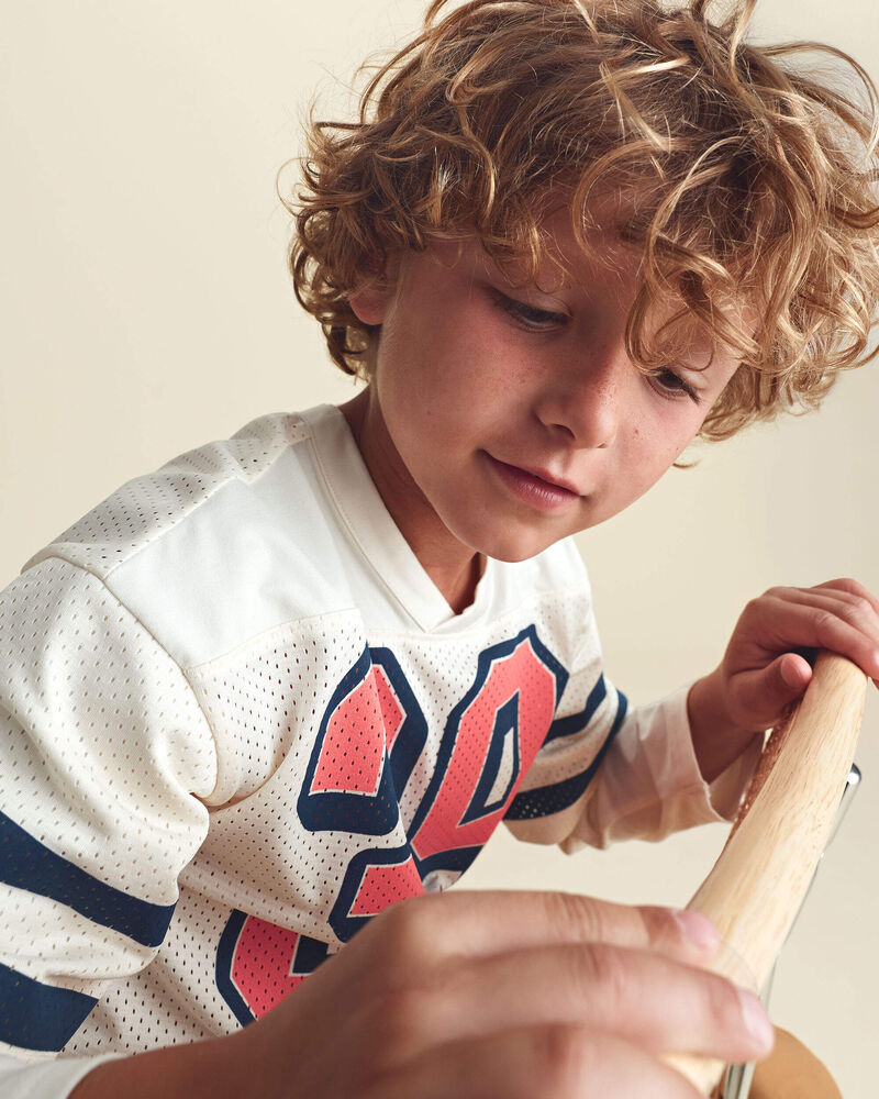 Boys Game Day Mesh Long-Sleeve Jersey - Cream, image 5 of 6 slides