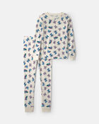Kids 2-Piece Stitch Christmas 100% Cotton Snug Fit Pyjama Set - Ivory, image 1 of 3 slides