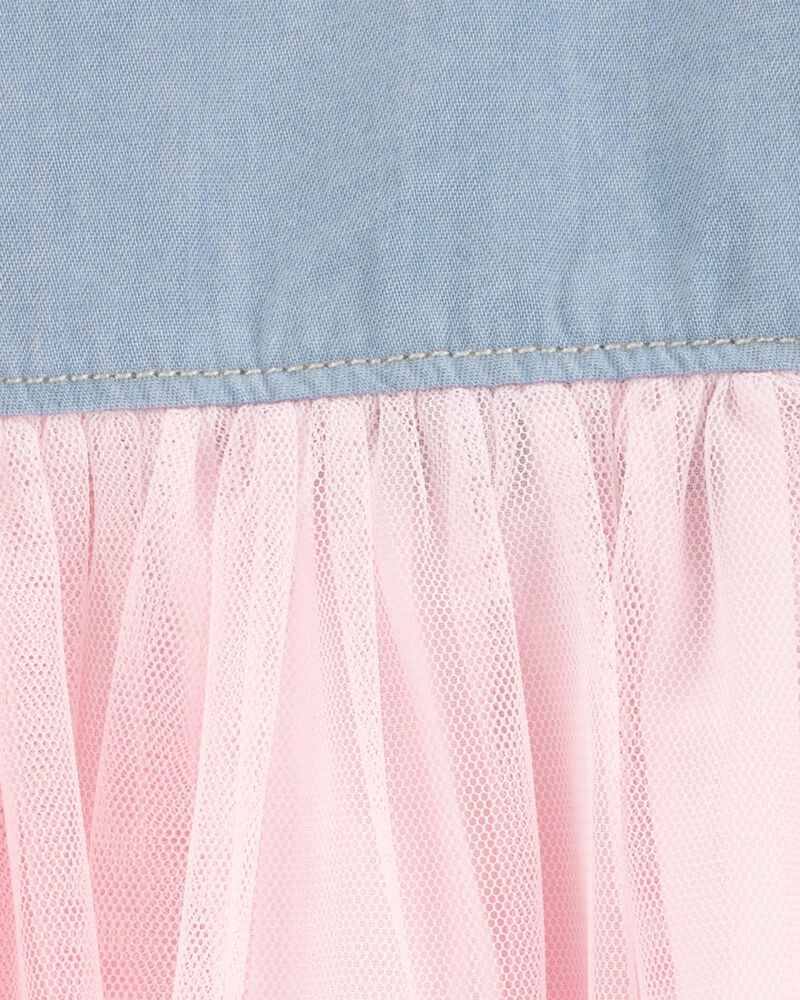 B&eacute;b&eacute; Robe chemise en denim &agrave; jupe en tulle, image 3 sur 3 diapositives