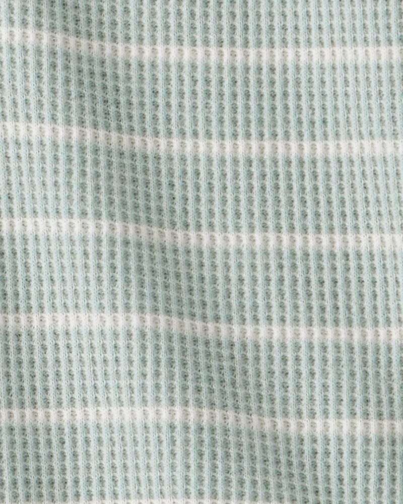 Baby Boy Stripe Thermal Bodysuit & Pant Set - Green, image 2 of 3 slides