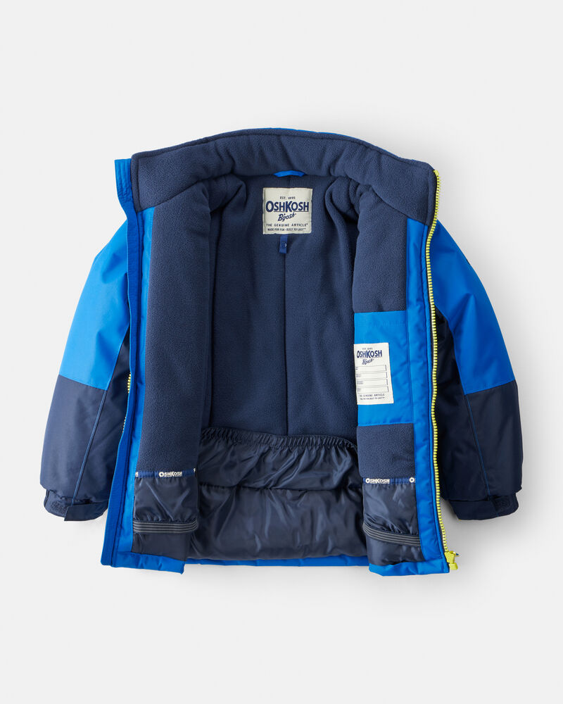 Boys 2-Piece Taslan Color Block Snowsuit Set - Blue, image 3 of 13 slides