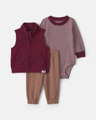 Baby Boy 3-Piece Corduroy Layering Set - Burgundy/Brown, image 1 of 6 slides