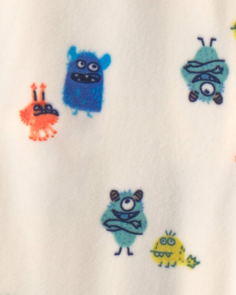 B&eacute;b&eacute; gar&ccedil;on - Pyjama ajust&eacute; 1 pi&egrave;ce &agrave; pieds en DreamPlush avec fermeture &agrave; glissi&egrave;re double sens &agrave; motif monstre - Cr&egrave;me, image 3 sur 5 diapositives