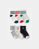 Toddler Boy 6-Pack Nautical Ankle Socks, image 1 of 2 slides