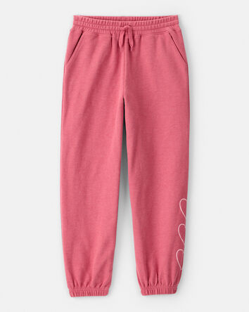 Filles - Pantalon de jogging en jersey bouclette à motif de cœurs - Rose, 