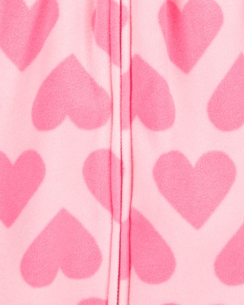 Baby Hearts Hooded Zip-Up Fleece Jumpsuit, image 2 of 3 slides