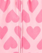 Baby Hearts Hooded Zip-Up Fleece Jumpsuit, image 2 of 3 slides