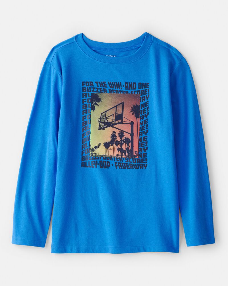 Boys Basketball Long-Sleeve Graphic Tee - Blue, image 1 of 3 slides