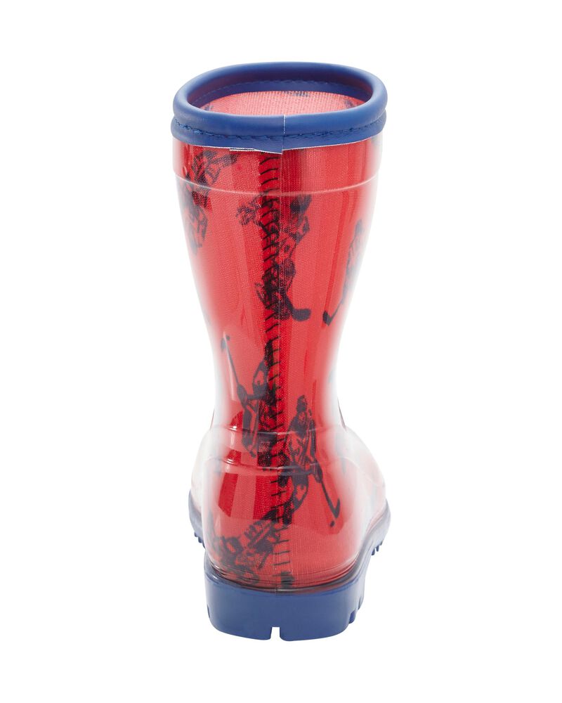 Toddler Hockey Print Rain Boots, image 3 of 5 slides