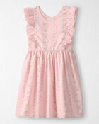Girls Ruffle Dress Made with Organic Cotton in Spring Garden Print, image 1 of 5 slides