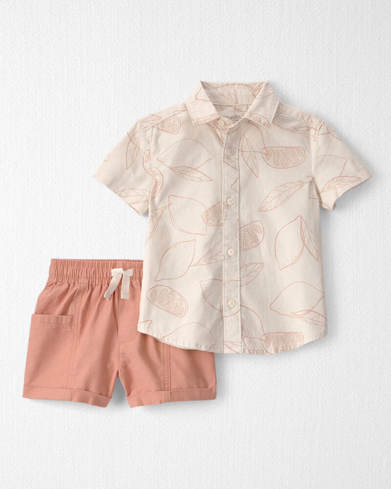 Toddler Boy 2-Piece Shorts Set Made with Organic Cotton in Citrus, image 1 of 7 slides