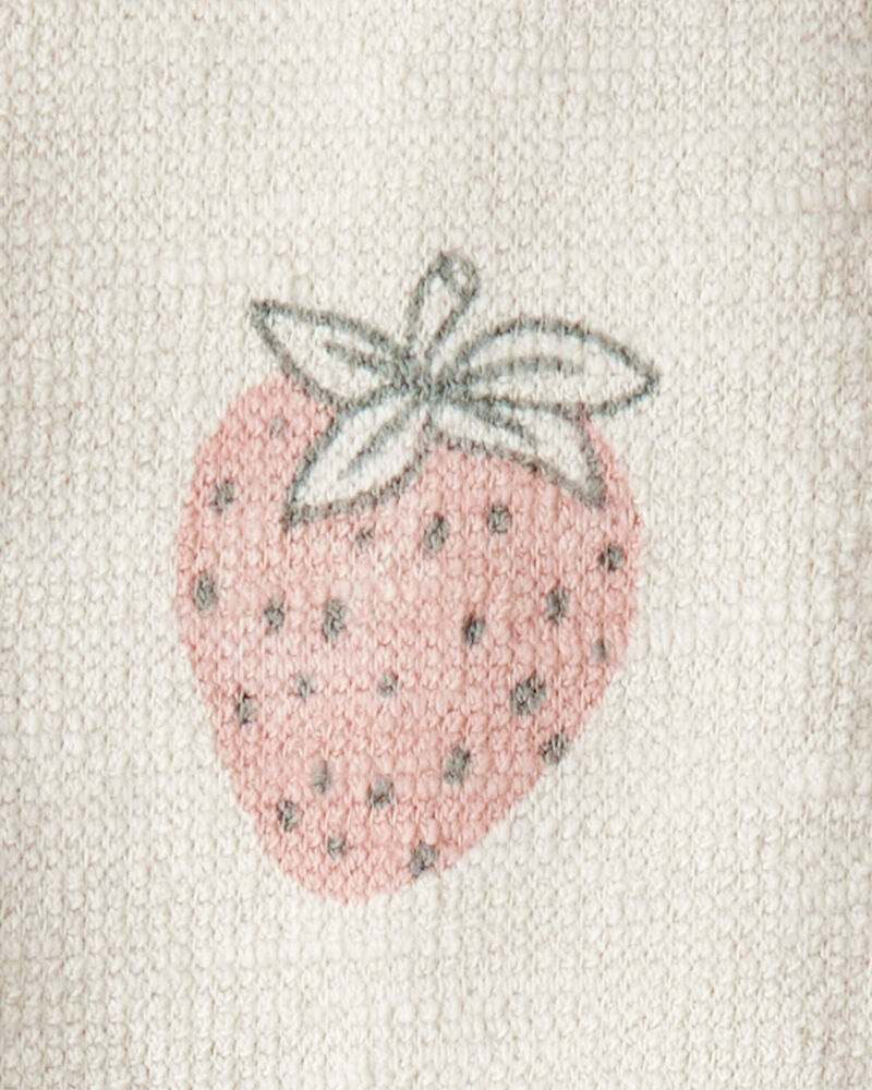 Bébé fille - Barboteuse en coton biologique à motifs de fraises, image 3 sur 4 diapositives