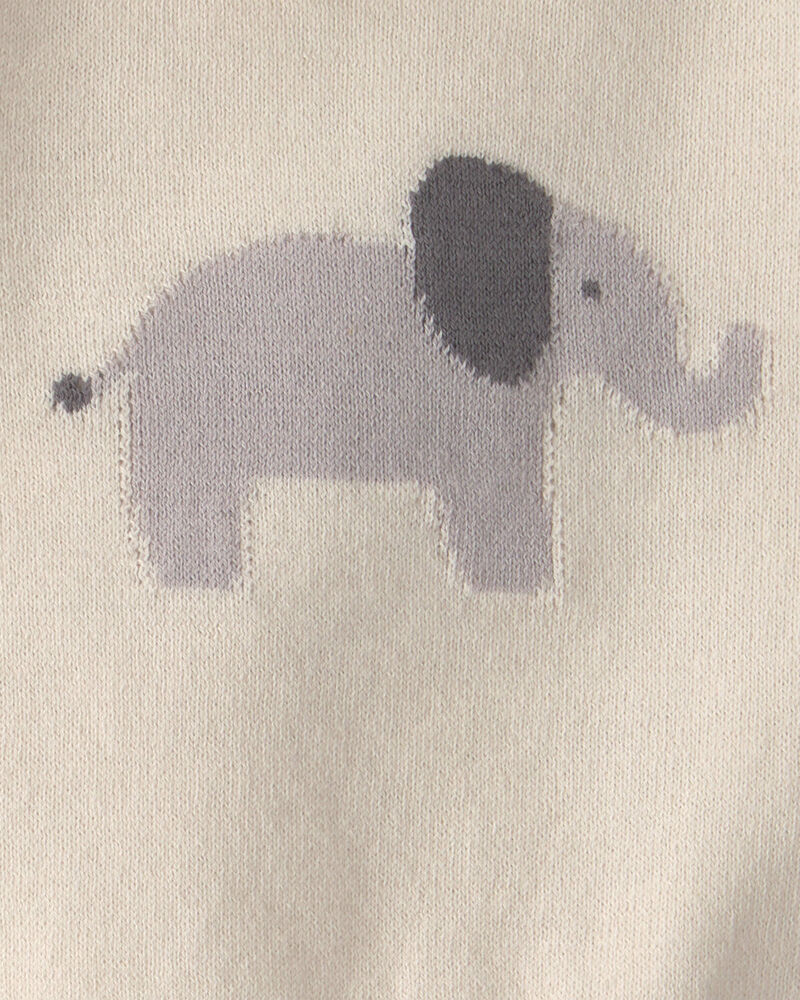Baby 2-Piece Elephant Short-Sleeve Sweater Top & Short Set - Cream, image 2 of 3 slides