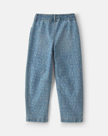 Girls Alphabet Denim Barrel Jeans - Medium Wash, 