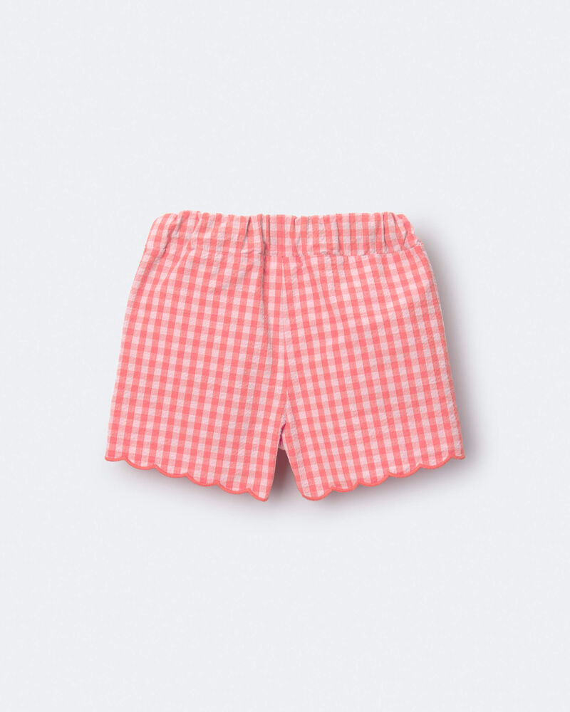 Tout-petit fille - Short festonn&eacute; &agrave; motif guingan - Orange, image 6 sur 7 diapositives