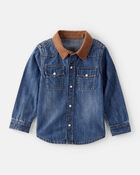 Tout-petit gar&ccedil;on - Chemise &agrave; manches longues en denim Western - Bleue, image 1 sur 4 diapositives