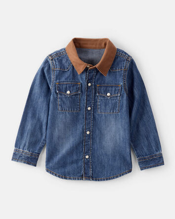 Tout-petit gar&ccedil;on - Chemise &agrave; manches longues en denim Western - Bleue, 