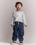 Toddler Striped Storm Long-Sleeve Relaxed Graphic Tee - Teal, image 3 of 6 slides