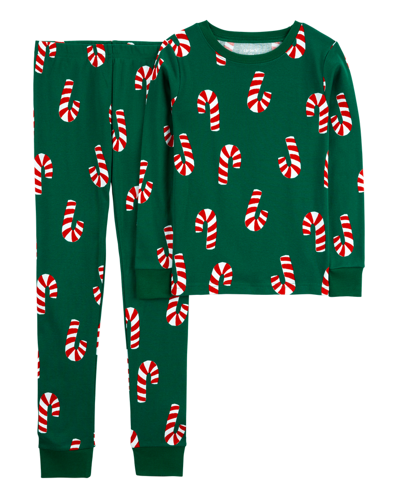 Kid 2-Piece Christmas Candy Cane 100% Snug Fit Cotton Pyjamas, image 1 of 3 slides