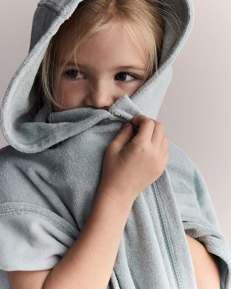 Toddler French Terry Hooded Coverup - Pale Blue, image 6 of 6 slides
