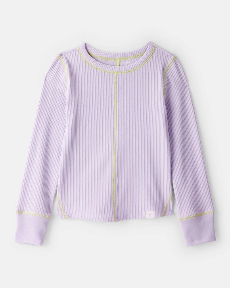 Girls Active Rib Long-Sleeve Top - Purple, image 1 of 4 slides