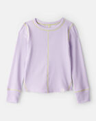 Girls Active Rib Long-Sleeve Top - Purple, image 1 of 4 slides