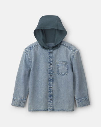 Gar&ccedil;ons - Chemise boutonn&eacute;e en denim avec capuchon &ndash; Indigo, 