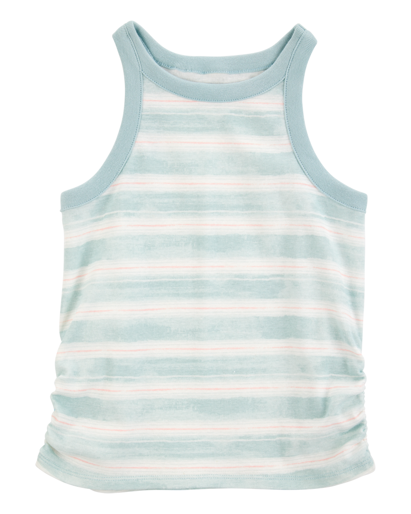 Kid Striped Ribbed Tank Top - Green, image 1 of 3 slides