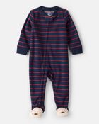 Tout-petit gar&ccedil;on - Pyjama une pi&egrave;ce ample en molleton &agrave; rayures &ndash; Bleu marine, image 1 sur 3 diapositives