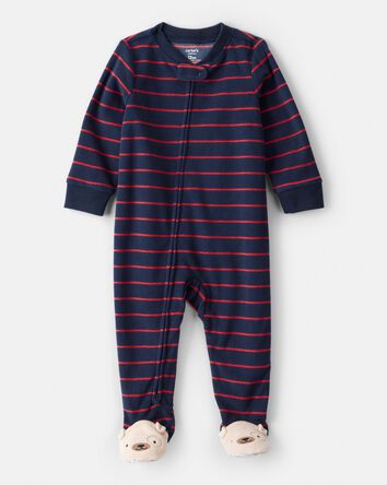 Tout-petit gar&ccedil;on - Pyjama une pi&egrave;ce ample en molleton &agrave; rayures &ndash; Bleu marine, 