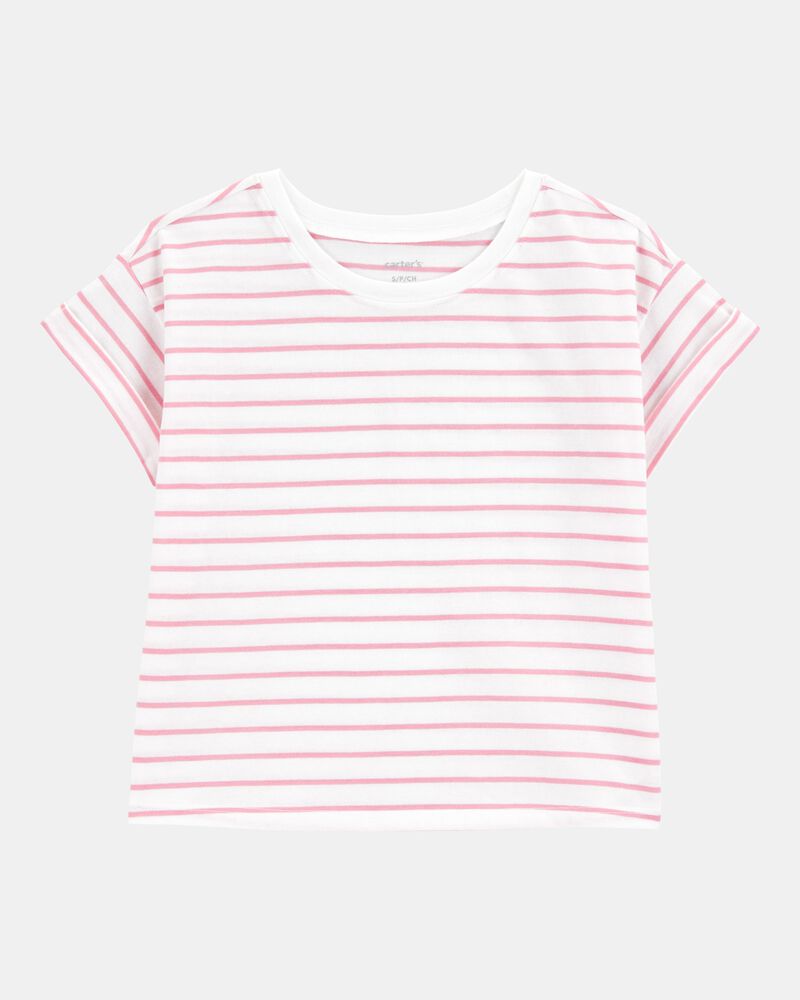 Kid Striped Short-Sleeve Fashion Top - Pink, image 1 of 3 slides