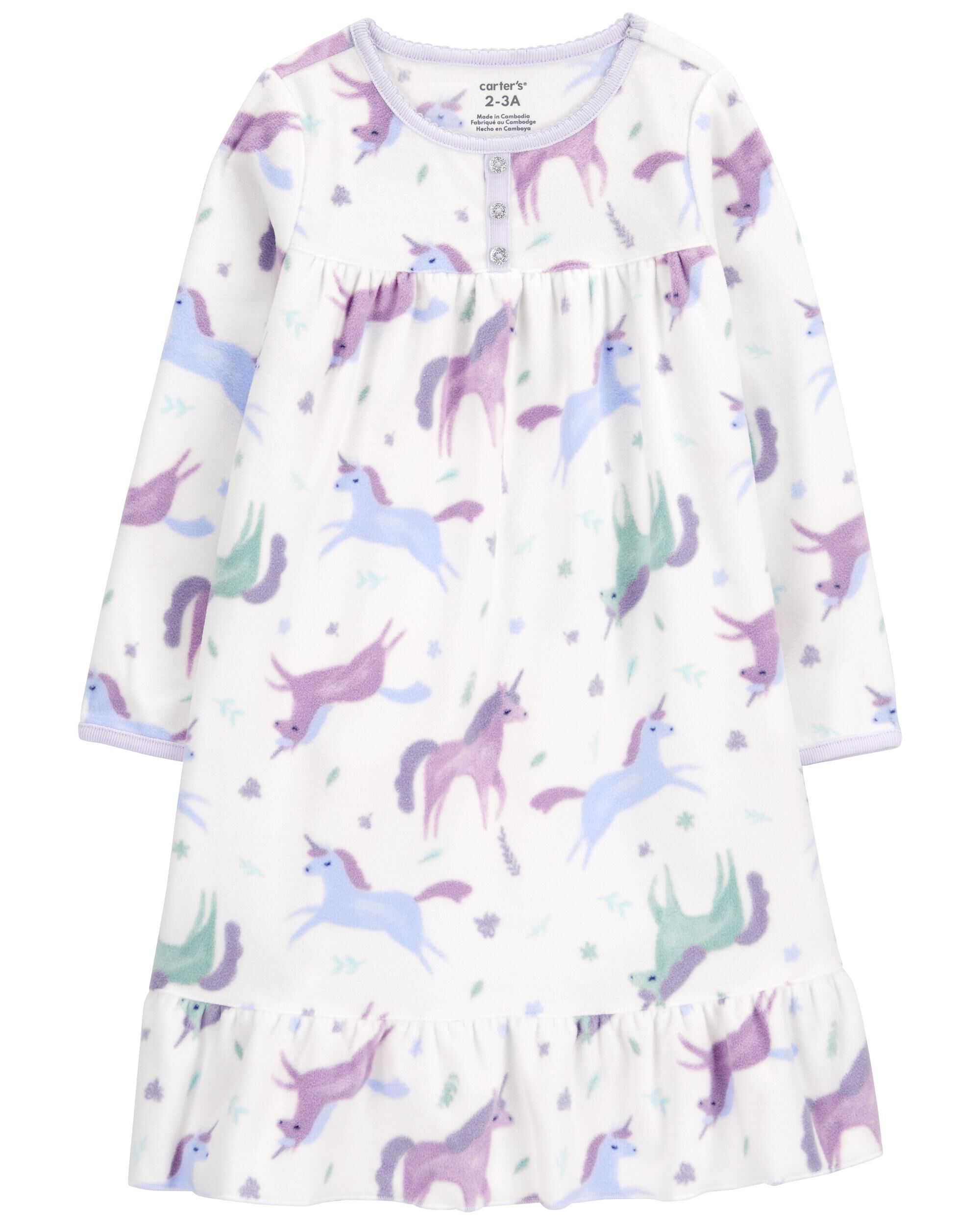 Kids Girls Kid Unicorn Fleece Nightgown 6 7 Carter s