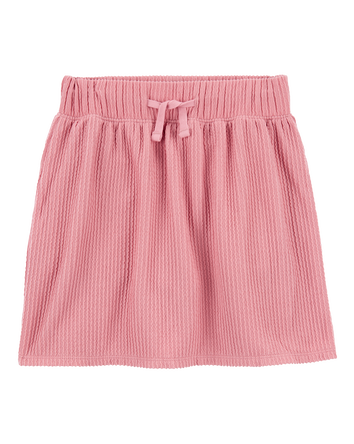 Kid Ribbed Textured Drawstring Skort - Pink, 