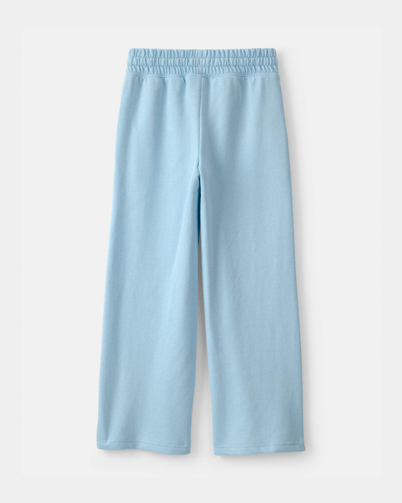 Filles - Pantalon &agrave; jambe large en jersey bouclette - Bleu, image 2 sur 3 diapositives