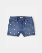 Filles - Short en denim brod&eacute;, floral - D&eacute;lav&eacute; moyen, image 1 sur 4 diapositives