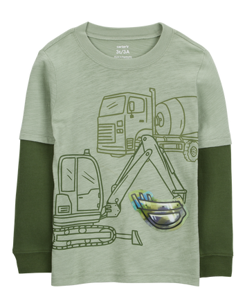 Bébé T-shirt à manches longues en mélange de cotonà motif de construction - Vert, 