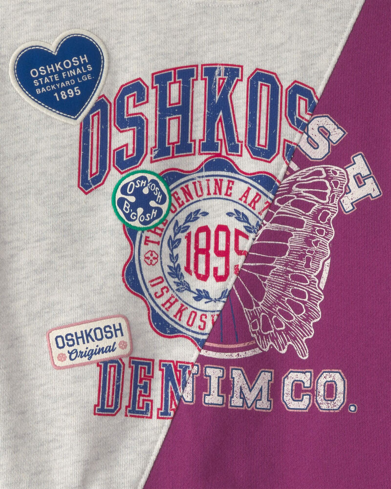 Filles - Chandail ouat&eacute; en jersey bouclette &laquo;OshKosh Denim Co&raquo; - Gris/Mauve, image 6 sur 6 diapositives