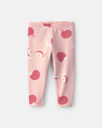 B&eacute;b&eacute; fille - Legging extensible &agrave; motif pomme &ndash; Rose, 