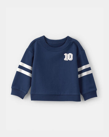 B&eacute;b&eacute; gar&ccedil;on - Chandail en jersey bouclette, style universitaire - Bleu, 