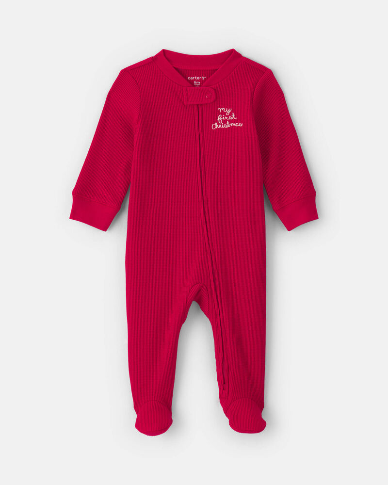 B&eacute;b&eacute; - Grenouill&egrave;re en coton isotherme &agrave; imprim&eacute; &laquo;My First Christmas&raquo; &ndash; Rouge, image 1 sur 4 diapositives