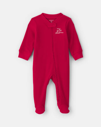 B&eacute;b&eacute; - Grenouill&egrave;re en coton isotherme &agrave; imprim&eacute; &laquo;My First Christmas&raquo; &ndash; Rouge, 