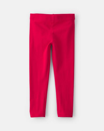 Toddler Girl Cotton Pull-On Stretch Leggings - Red, 