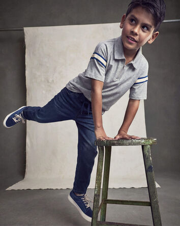 Gar&ccedil;ons - Jean en denim &agrave; jambe droite - D&eacute;lav&eacute; fonc&eacute;, 