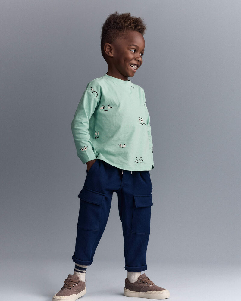 Toddler Boy Emotions Long Sleeve Relaxed Graphic Tee - Green, image 3 of 6 slides